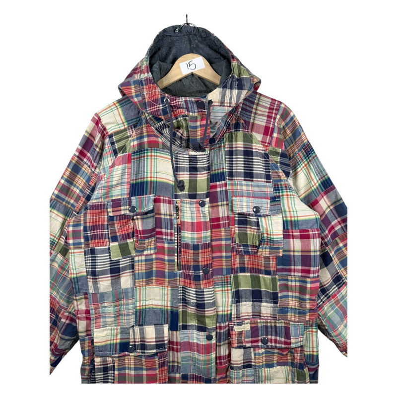 Vintage Ralph Lauren Plaid Patchwork High Neck Hoodie