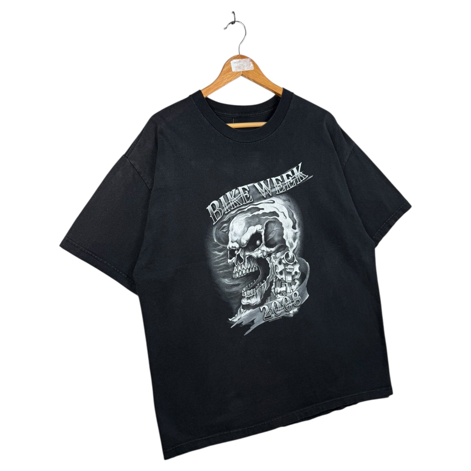 Vintage Skull Guns Biker Graphic T-Shirt