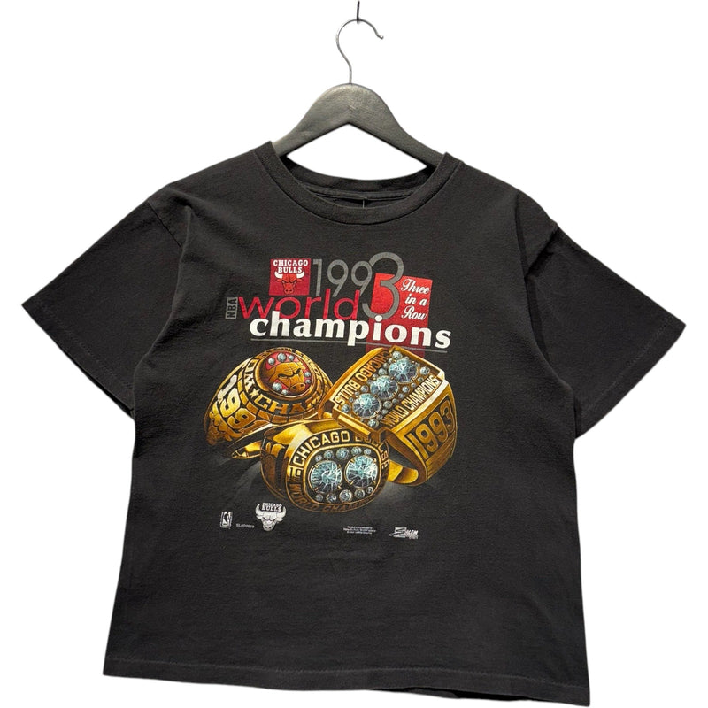 Vintage Chicago Bulls 3 Peat Championship Rings NBA 90s Tee