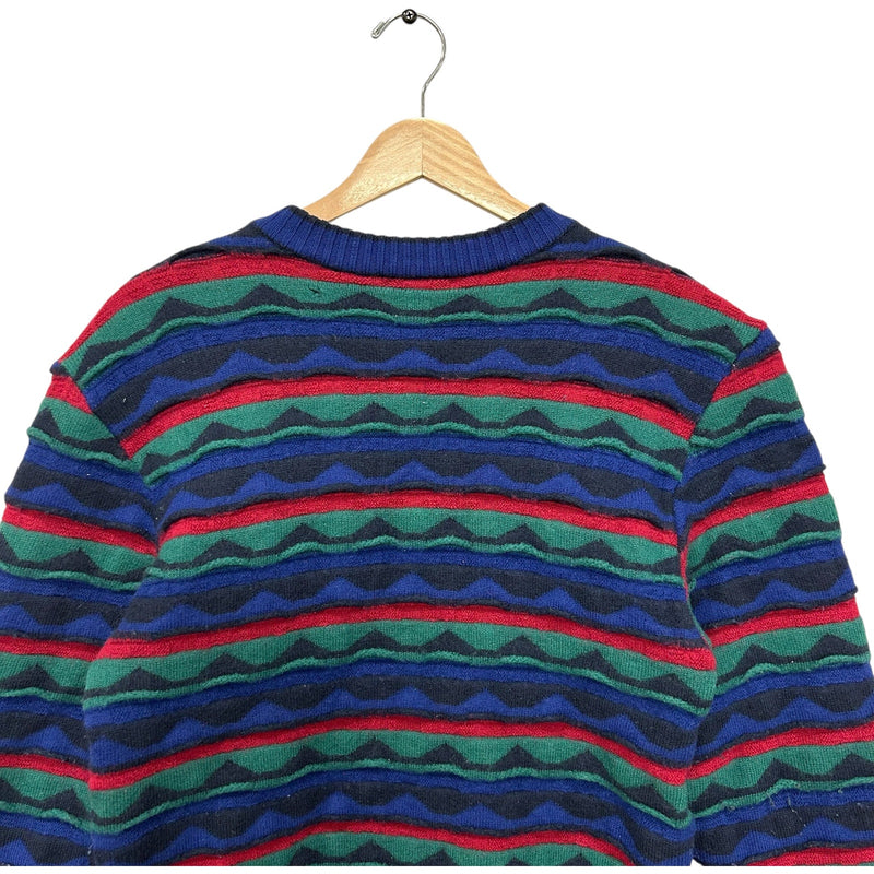 Vintage Paris Resort Fashion Striped 3D Knit Sweater 90s