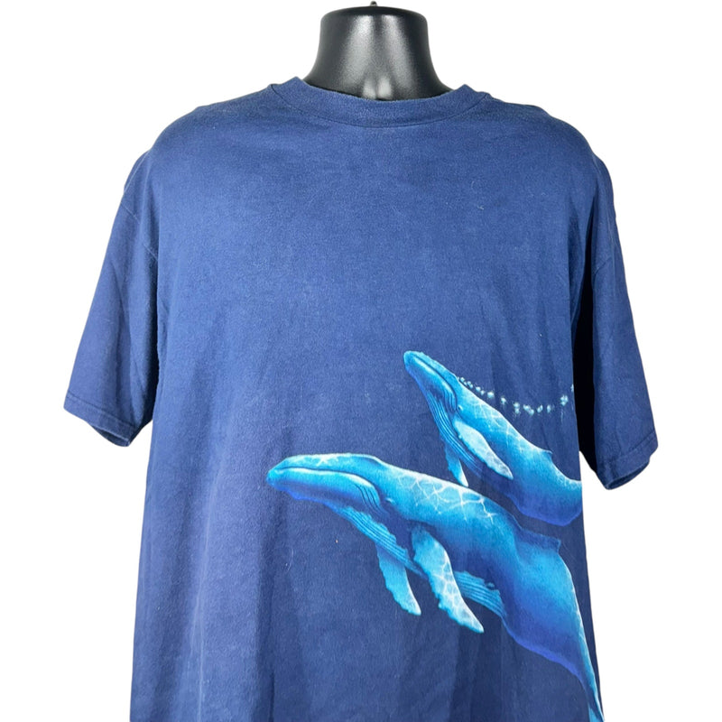 Vintage Whale and Dolphin Ocean Life Wrap Around Nature Tee