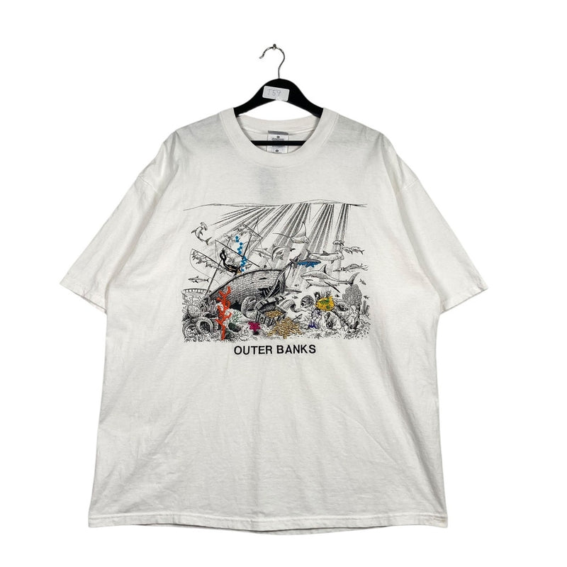 Vintage Outer Banks Sunken Ship Treasure Art T-Shirt