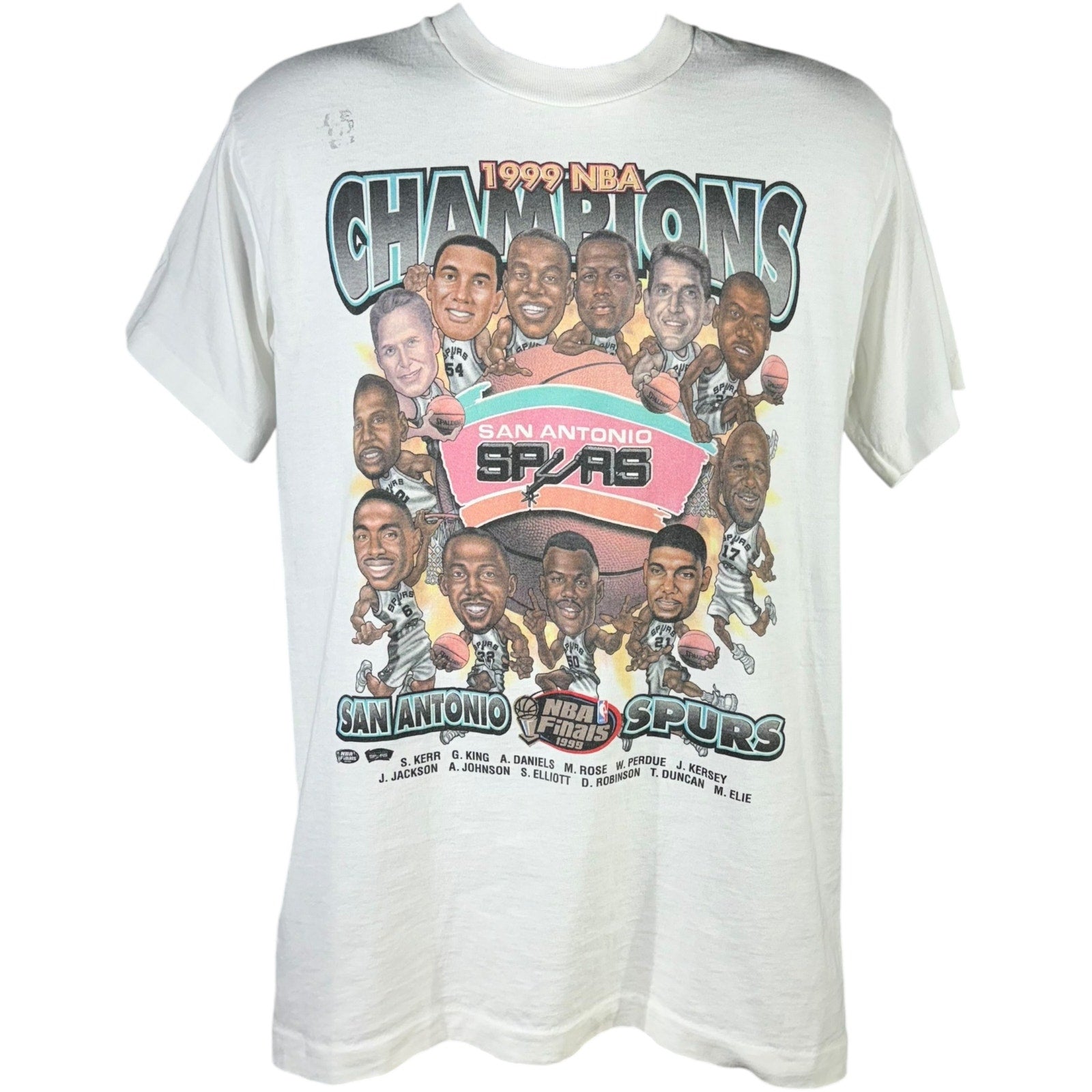 Vintage San Antonio Spurs NBA Champions Caricature Tee 1999