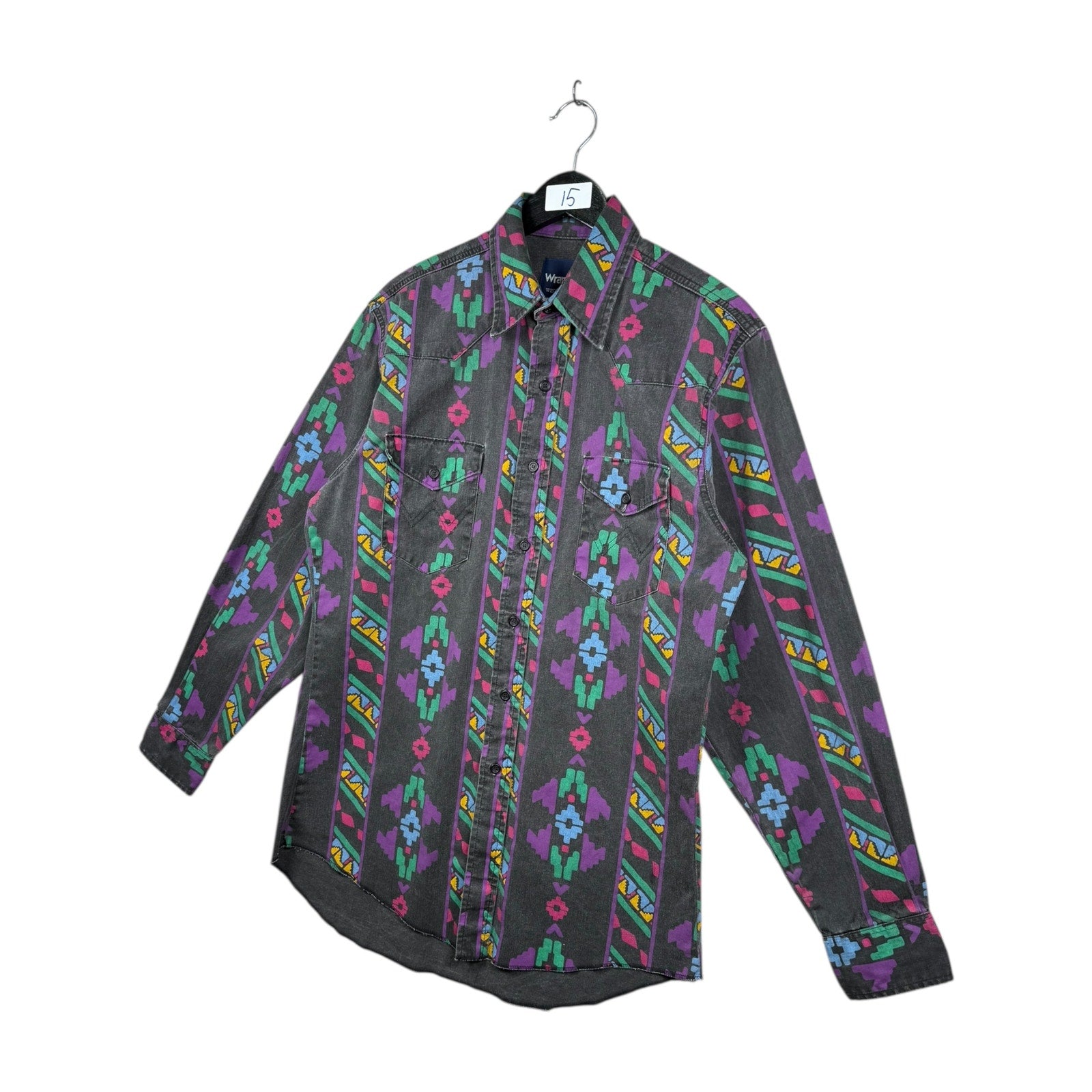 Vintage Wrangler Aztec Western Long Sleeve Button Up Shirt