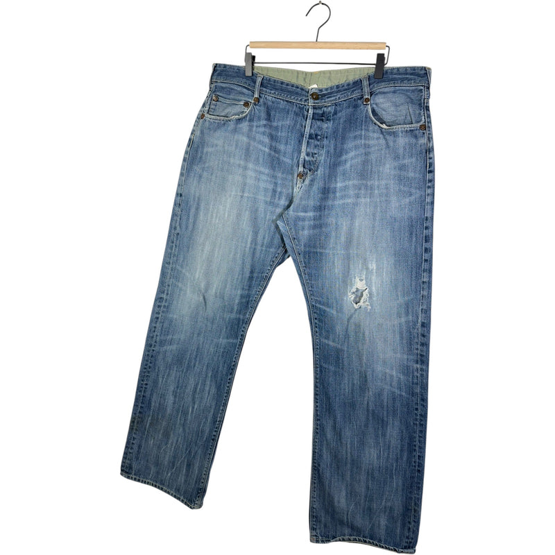 Vintage Straight Leg Distressed Denim Jeans