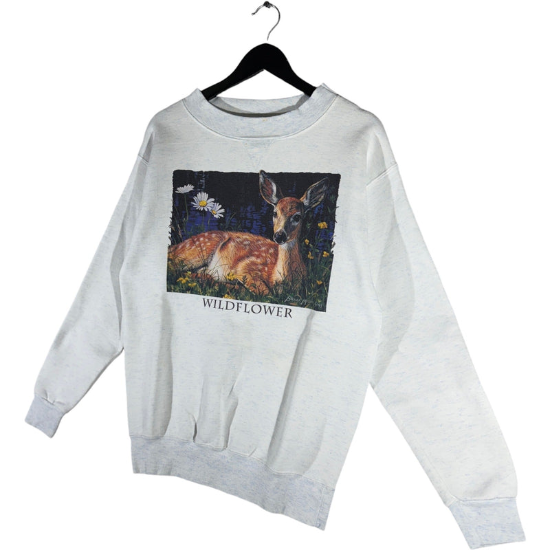 Vintage Wildflower Deer Nature Crewneck 90s