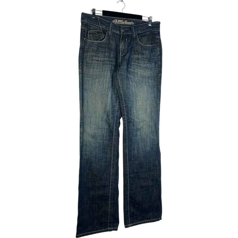 Vintage Affliction Embroidered Cross Pockets Denim Jeans 34