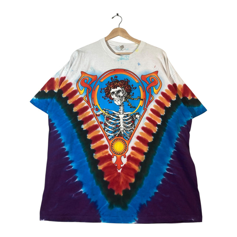 Vintage Tie Dye Graphic Print Skeleton Crewneck T-Shirt