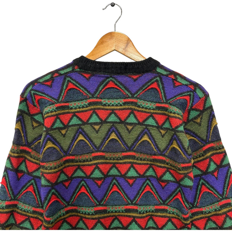 Vintage Claude Geometric Pattern Knit Pullover Sweater 90s