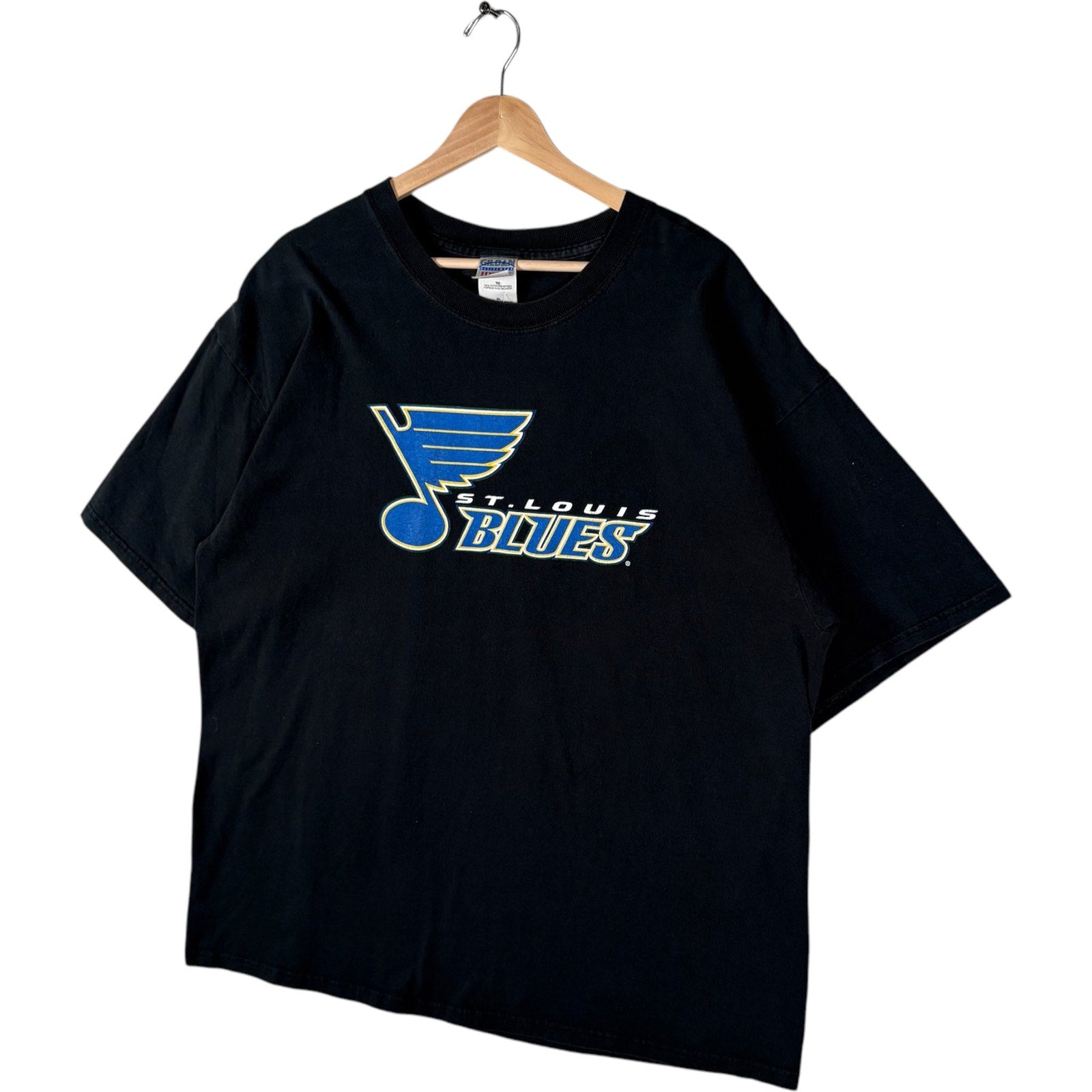 Vintage St. Louis Blues Spellout Chest Logo NHL Tee