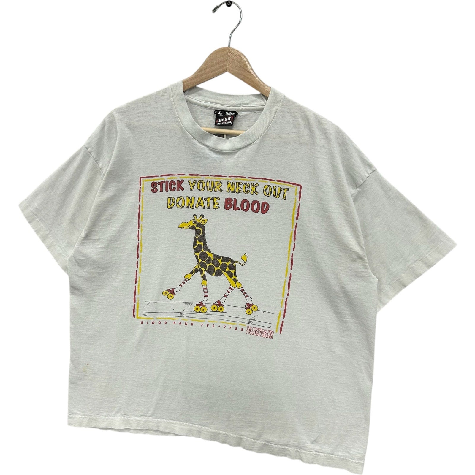 Vintage "Stick Your Neck Out Donate Blood" Giraffe Tee