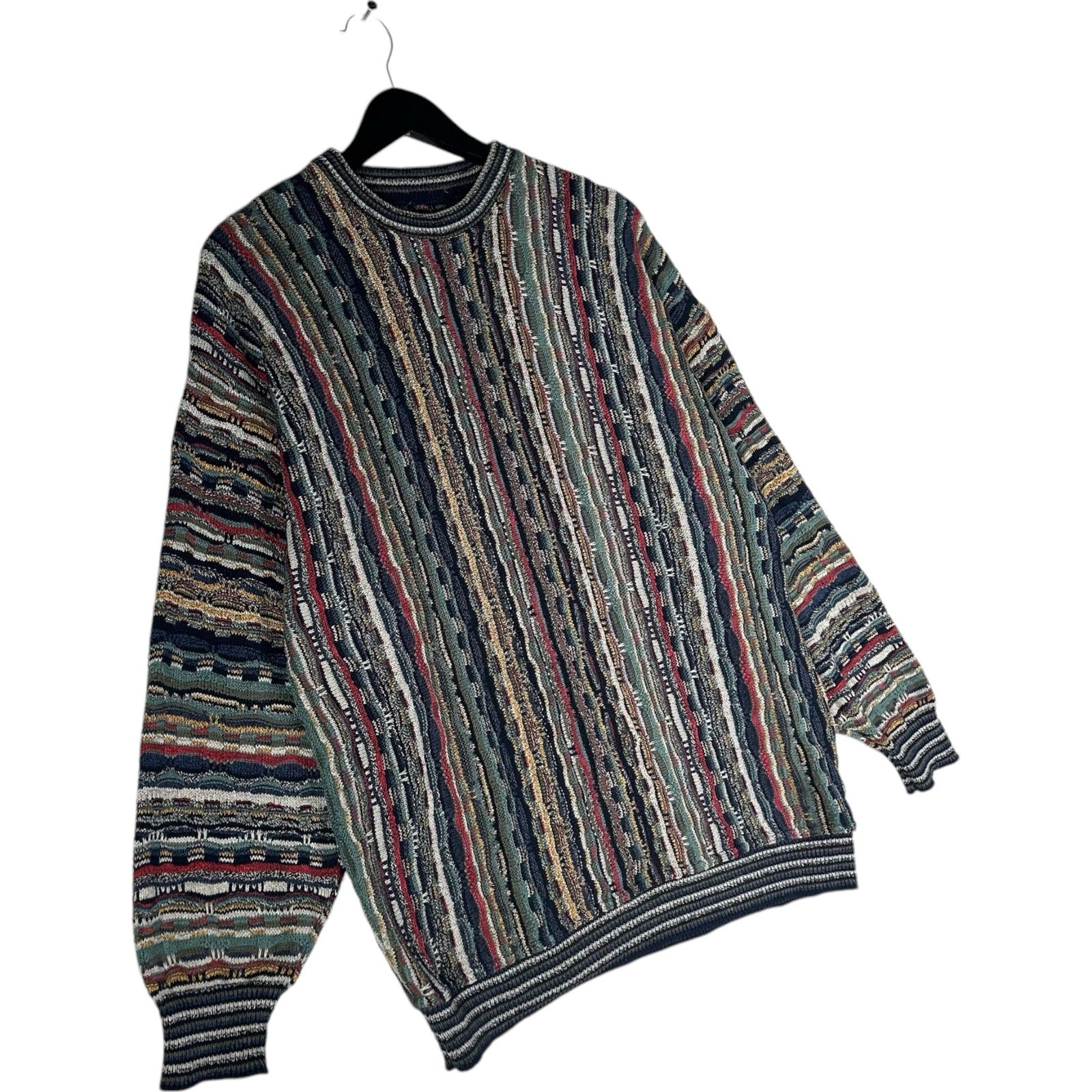 Vintage 3D Knit Striped Sweater