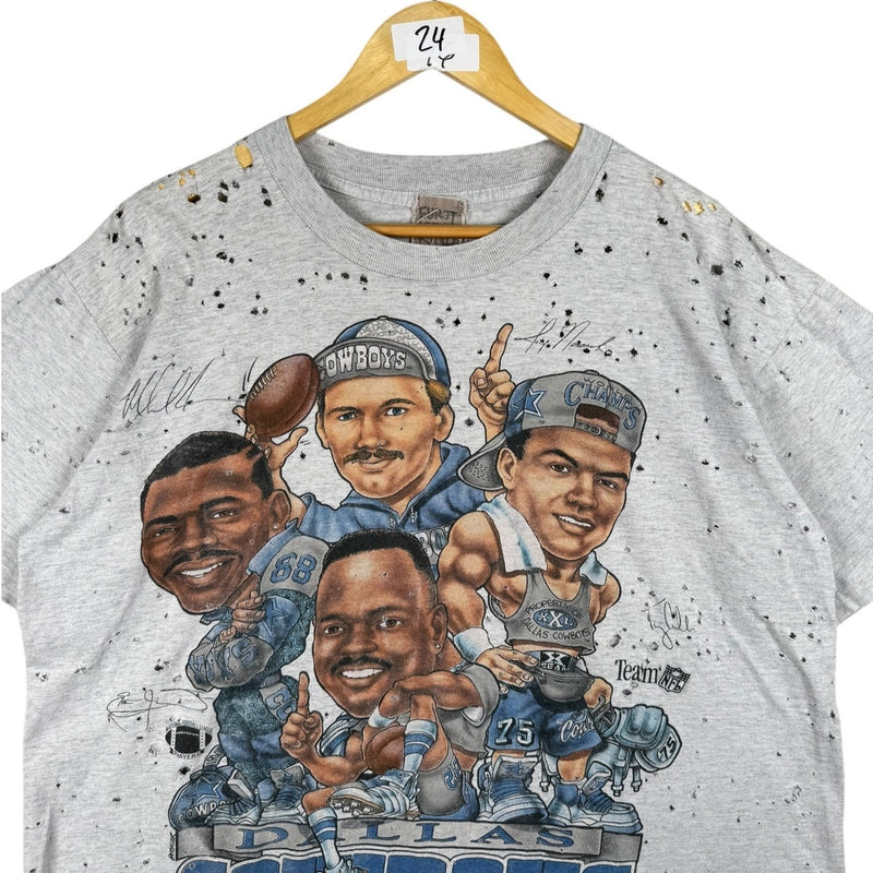 Vintage Dallas Cowboys Caricature NFL Distressed T-Shirt