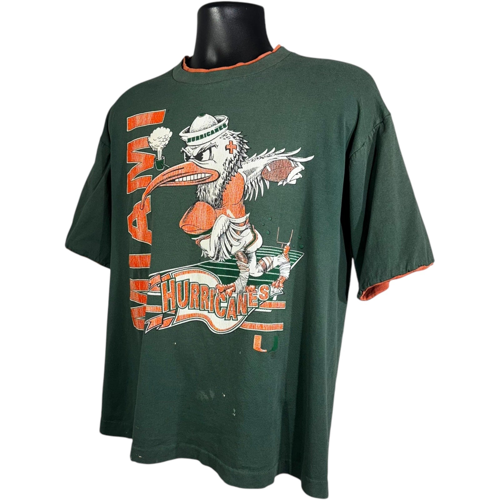 Vintage University Of Miami Hurricanes Mascot Tee 90s