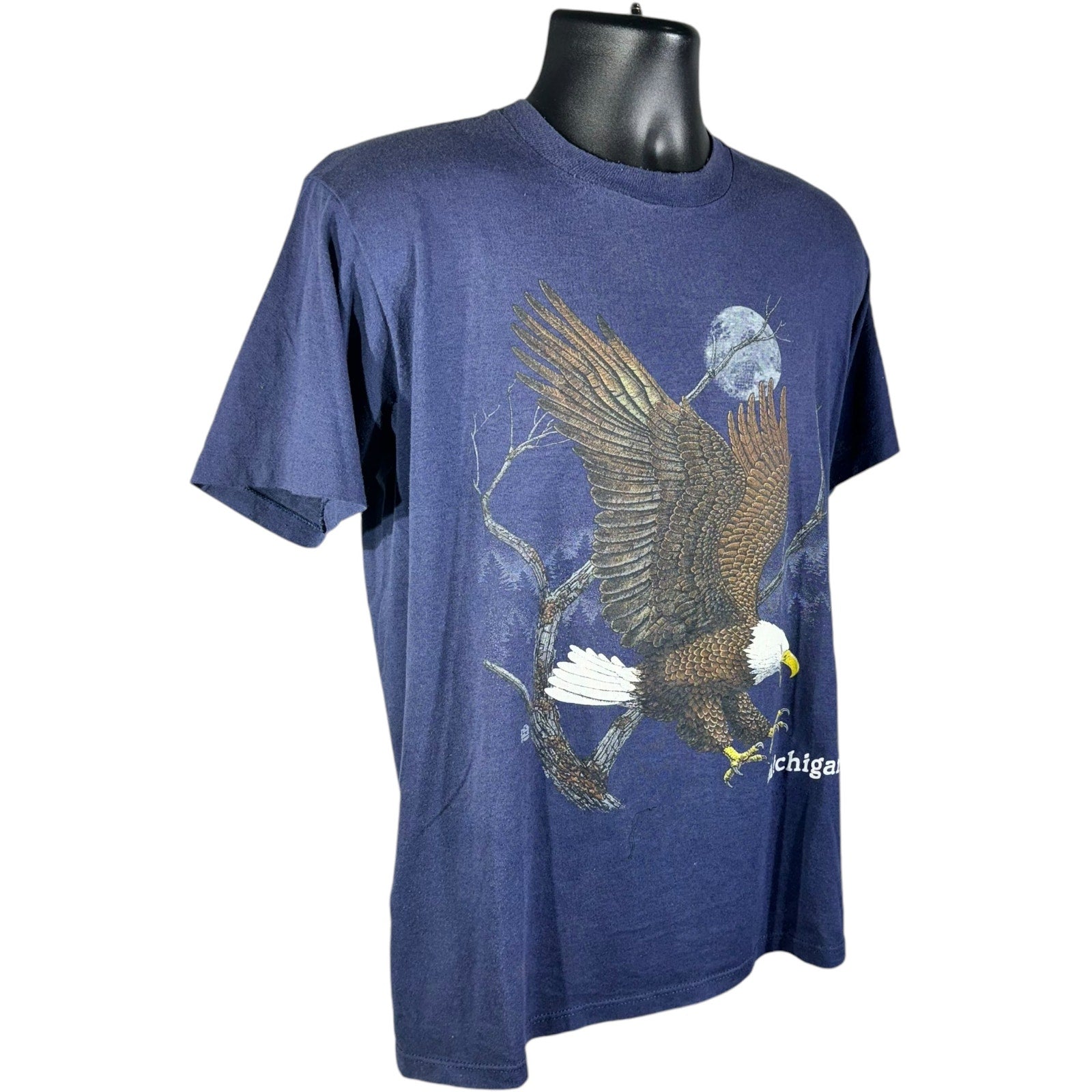 Vintage Michigan Bald Eagle Nature Souvenir Tee 90s