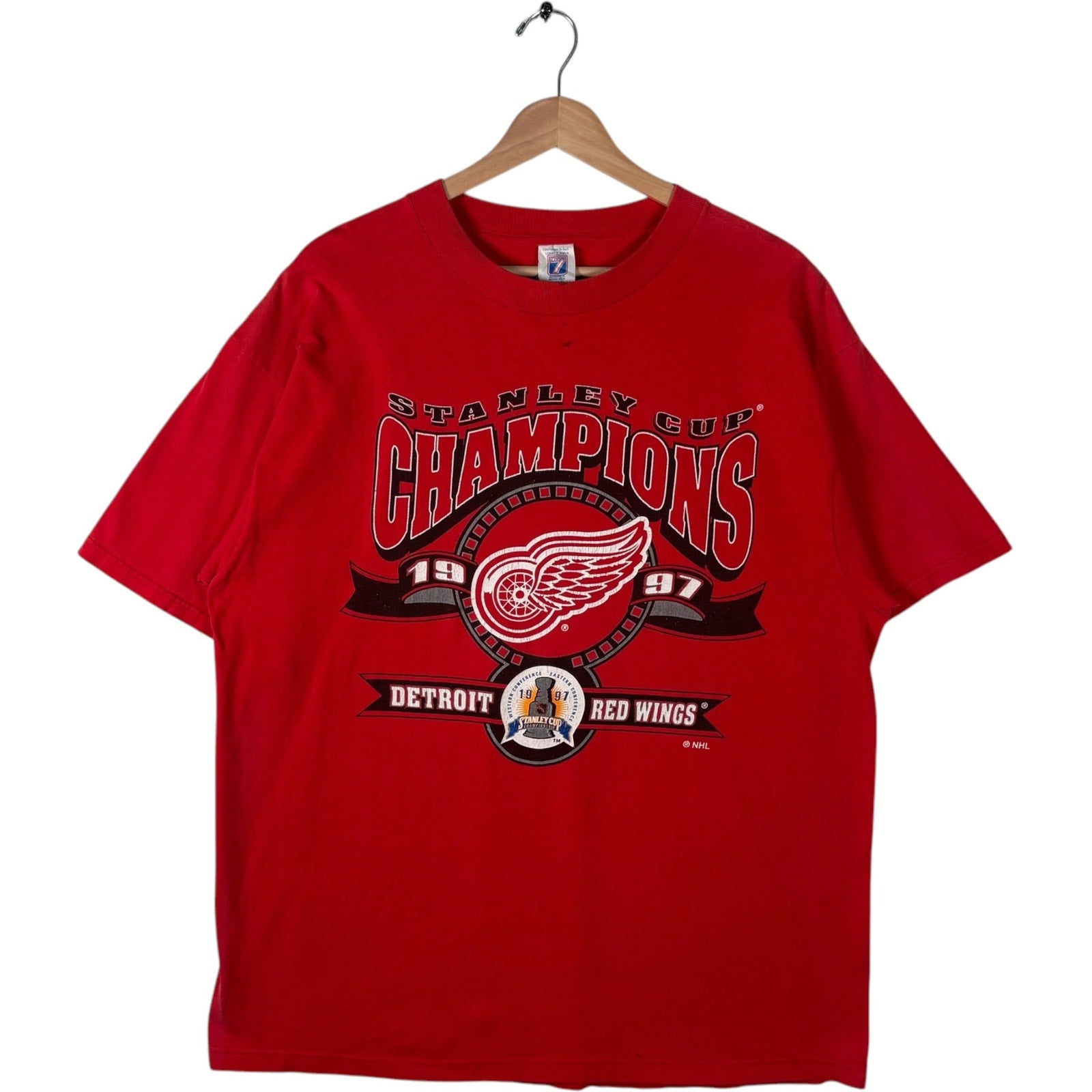 Vintage Logo 7 Detroit Red Wings Stanley Cup Champs NHL 90s Tee