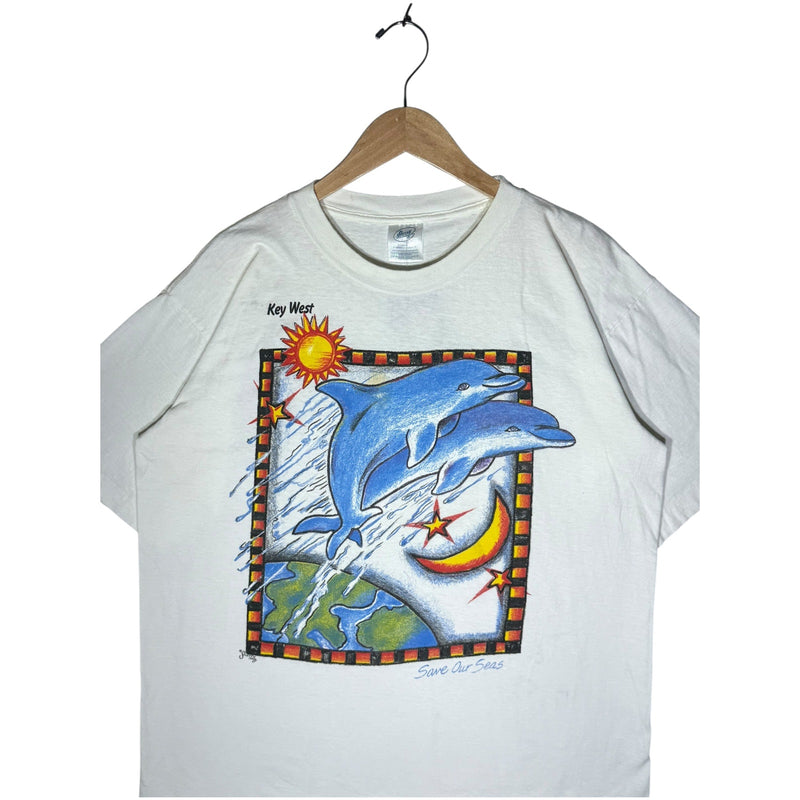 Vintage Key West Save Our Seas Dolphin Graphic T-Shirt