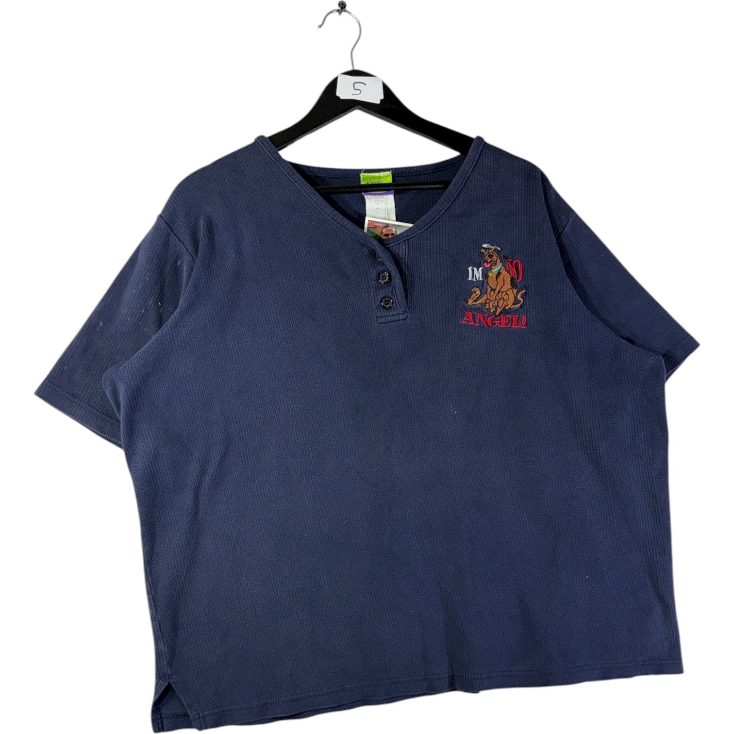 Vintage Scooby-Doo I’m No Angel Embroidered Henley T-Shirt