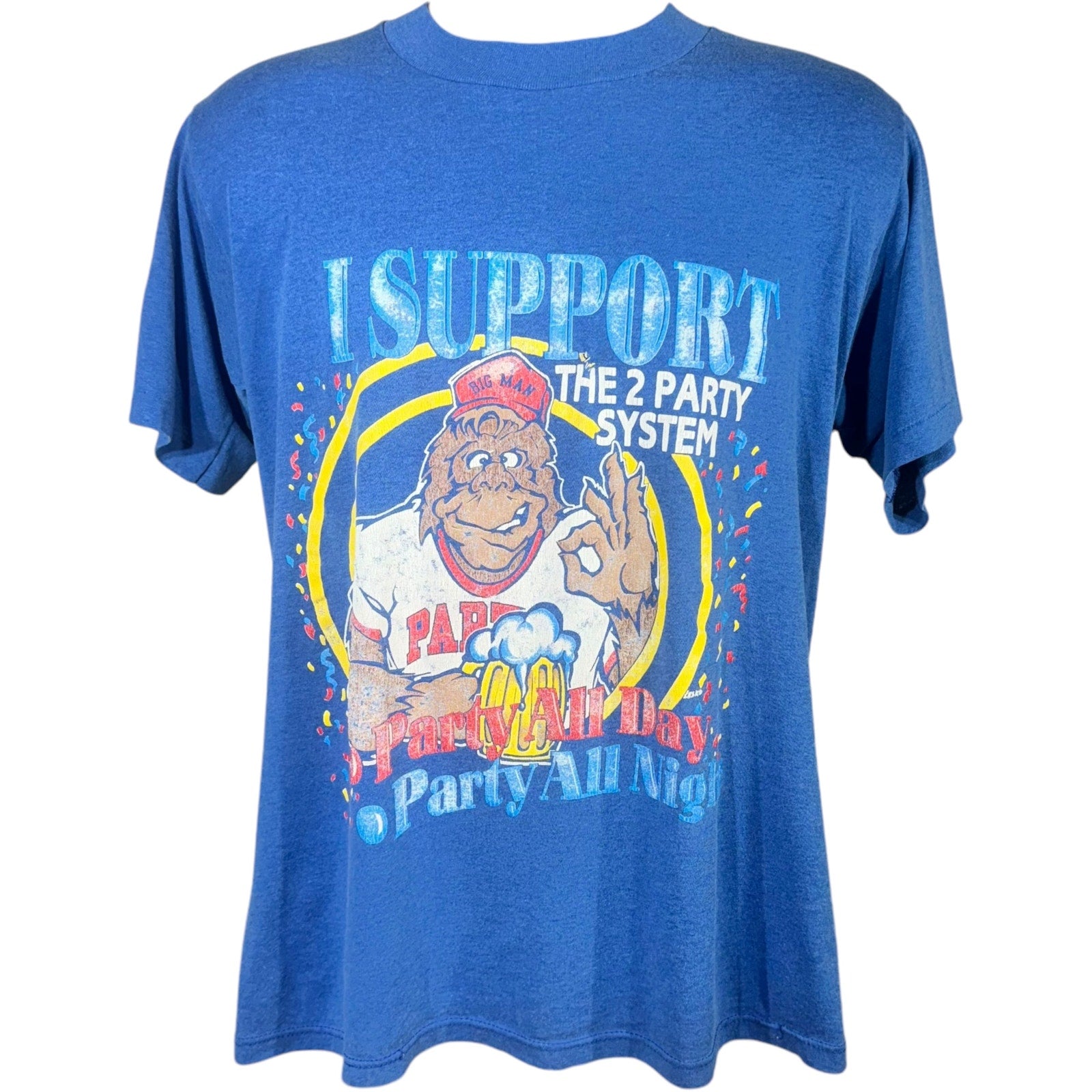 Vintage "I Support the 2 Party System" Humor Novelty Tee