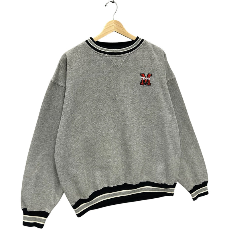 Vintage "M" Tennis Striped Collar Crewneck 90s