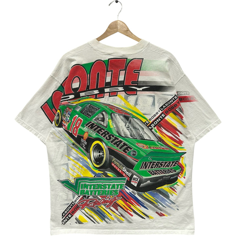 Vintage Bobby Labonte #18 Interstate Batteries AOP NASCAR Tee