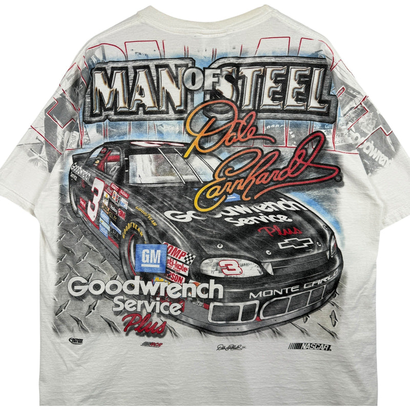 Vintage Dale Earnhardt Man Of Steel Goodwrench AOP NASCAR Tee