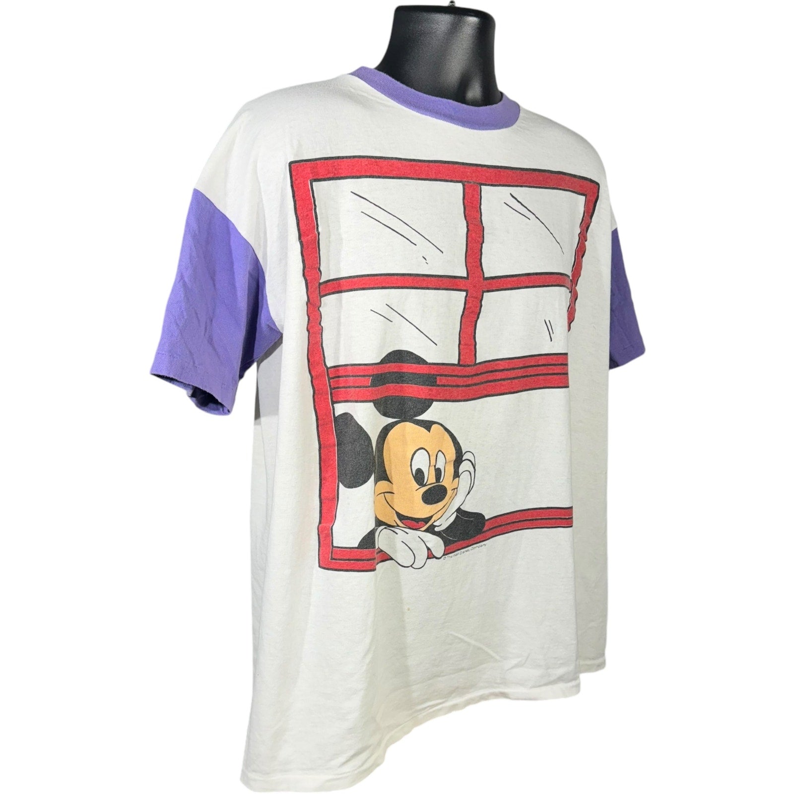 Vintage Mickey Mouse Continuation Print Ringer Tee 90s