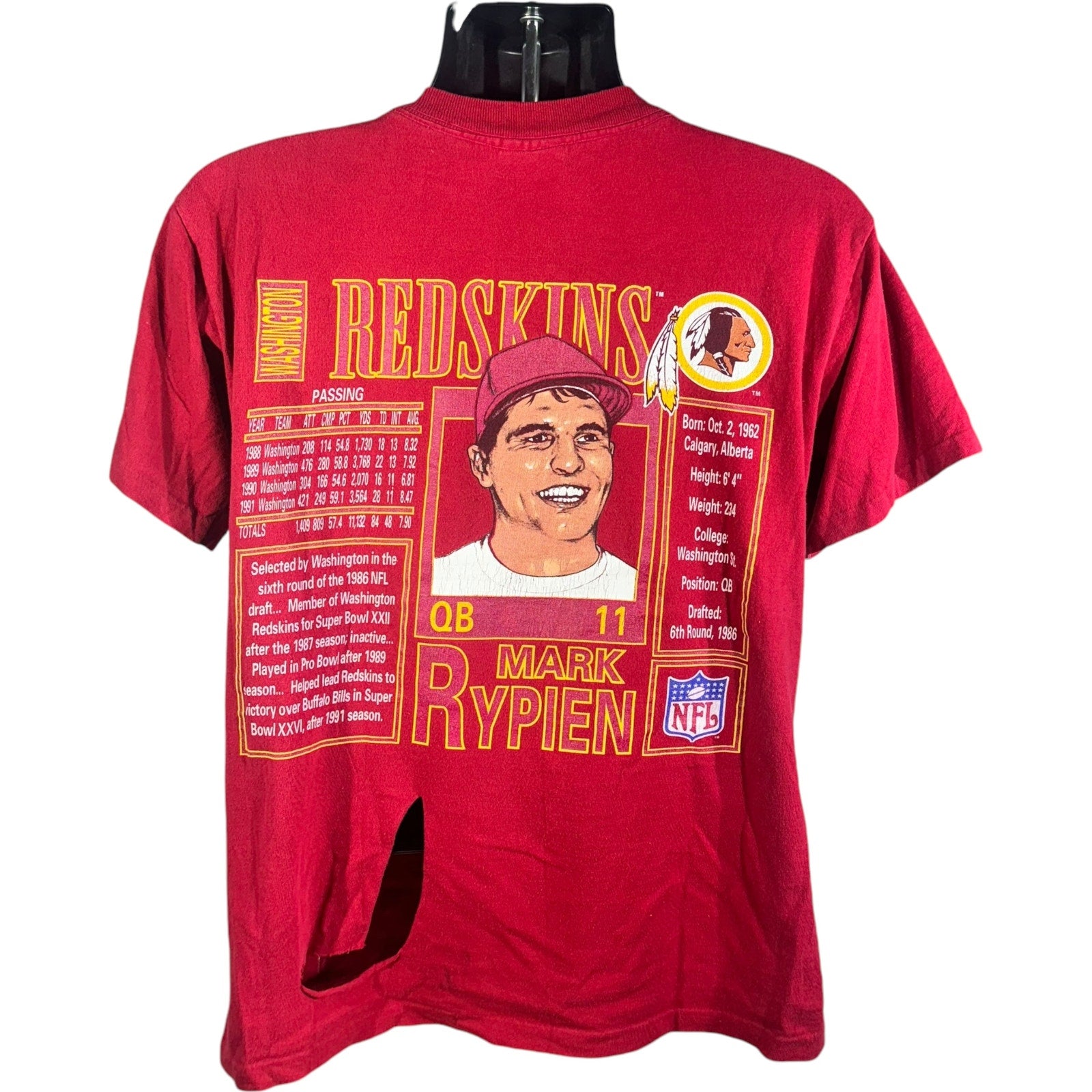 Vintage Mark Rypien Washington Redskins Nutmeg Tee