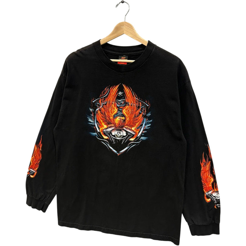 Vintage Y2K Hot Leather Long Sleeve Flame Sleeve Print Tee