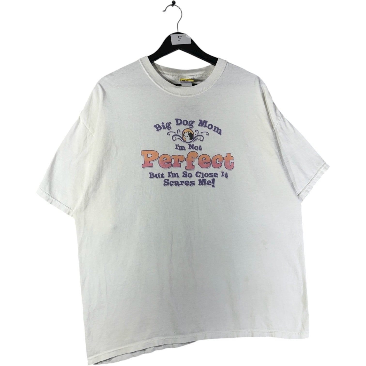 Vintage Big Dog Mom I'm Not Perfect Funny Graphic T-Shirt