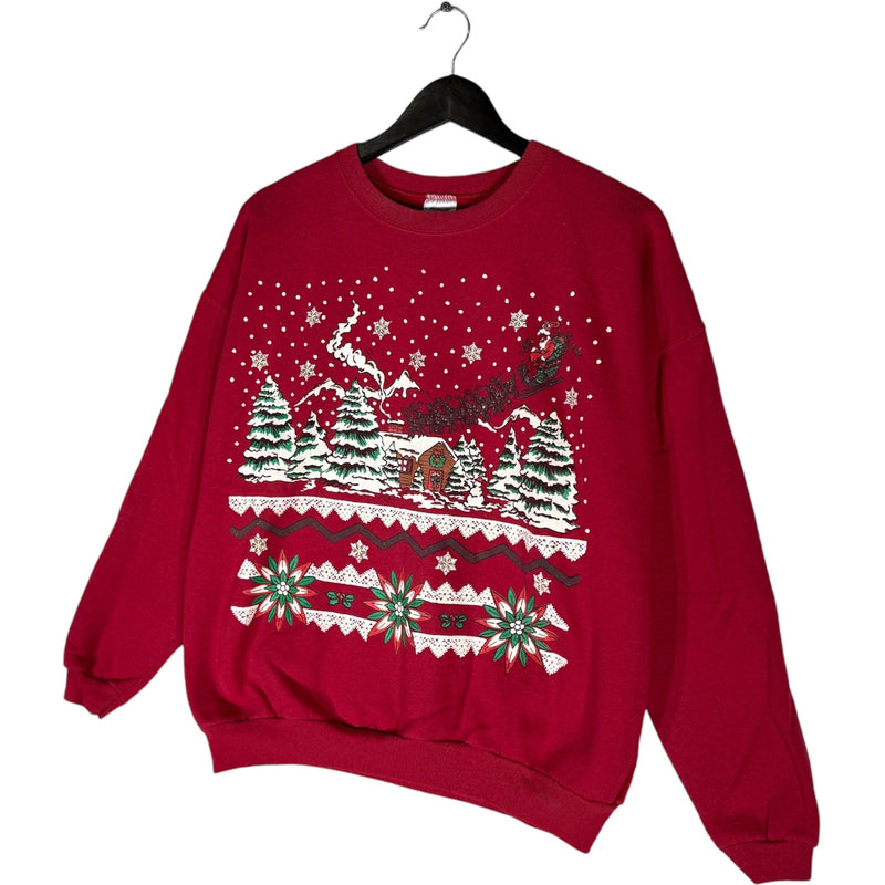 Vintage Christmas Snowy Forest Crewneck 90s