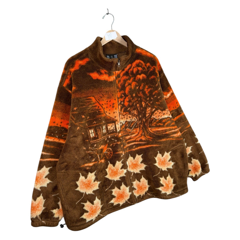 Vintage Maple Leaf Autumn Full Zip Fleece