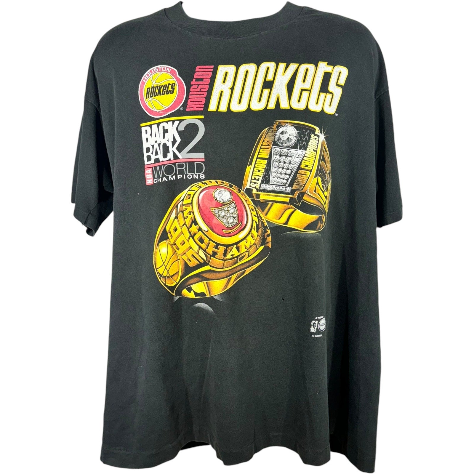 Vintage NBA Houston Rockets Back 2 Back Champs Rings Tee