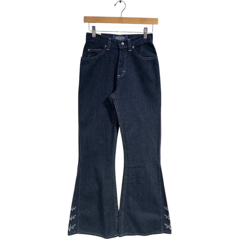 Vintage Youth Lee Pipes Embroidered Flared Denim Jeans 16 NWT