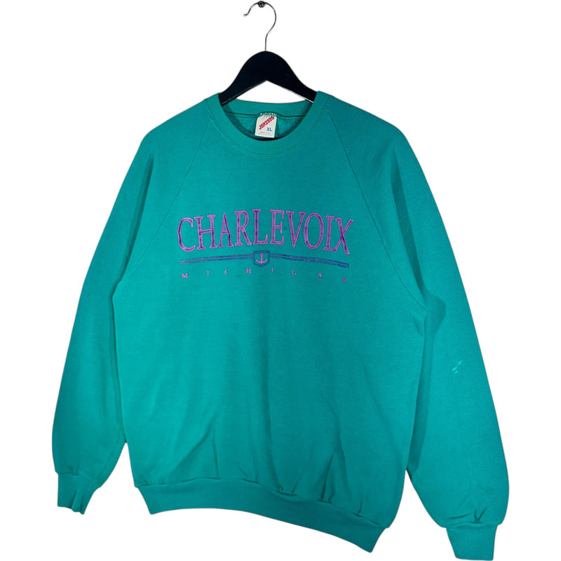 Vintage Charlevoix Michigan Spellout Souvenir Crewneck