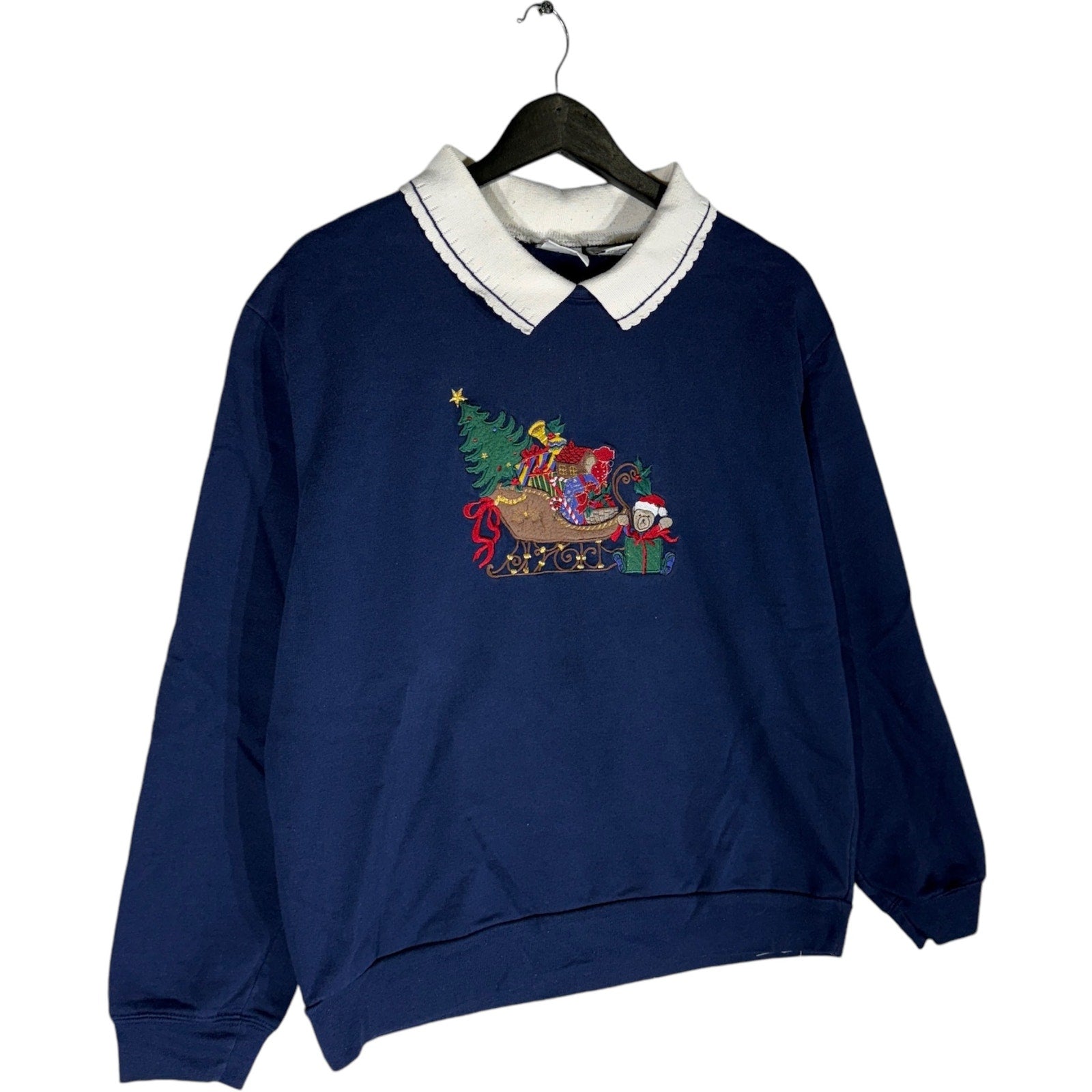 Vintage Santa's Sleigh Collared Christmas Crewneck