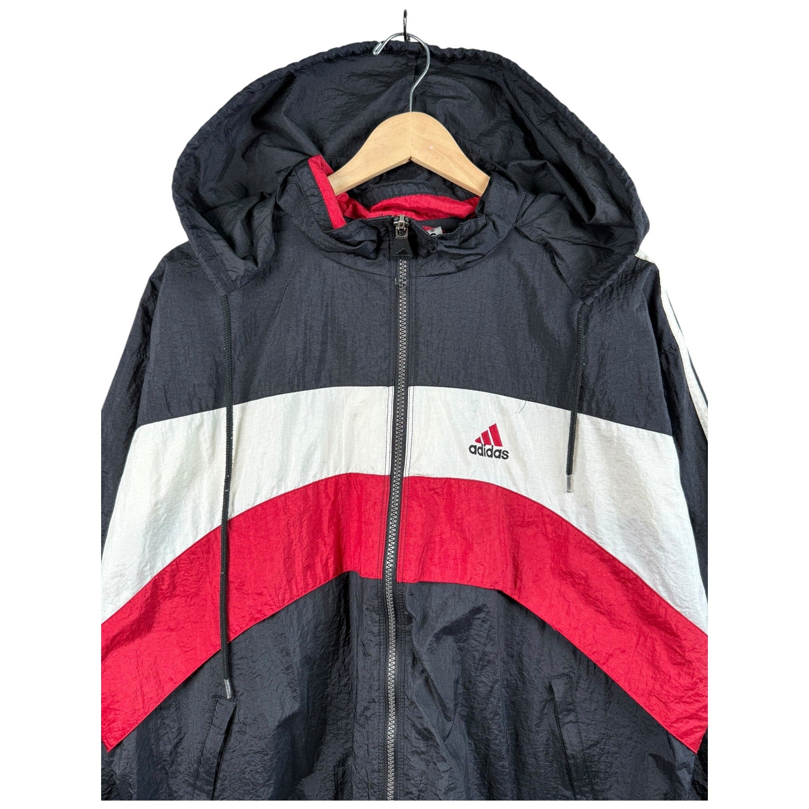 Vintage Adidas Colorblock Hooded Full Zip Windbreaker