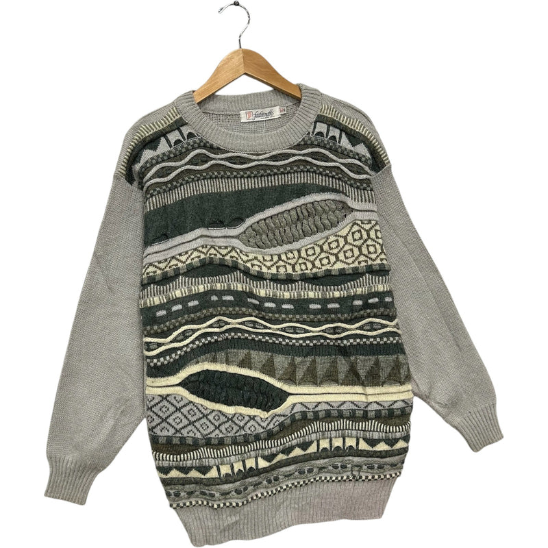 Vintage Fashionable 3D Knit Sweater 90s