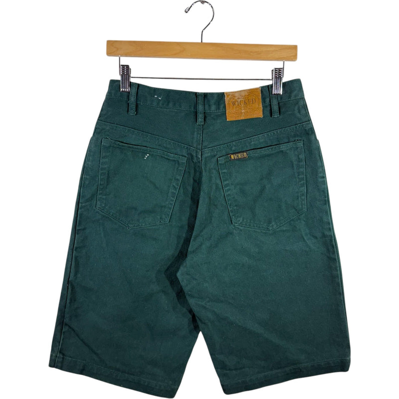 Vintage Wicked Green Baggy Denim Shorts 30