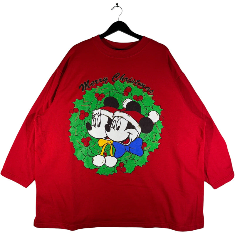 Vintage "Merry Christmas" Mickey Mouse 3/4 Sleeve Crewneck