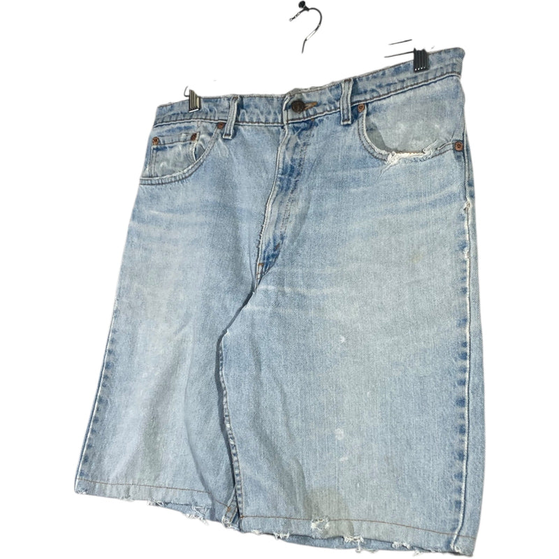 Vintage Levi's 550 Relaxed Fit Hemmed Distressed Denim Shorts 36