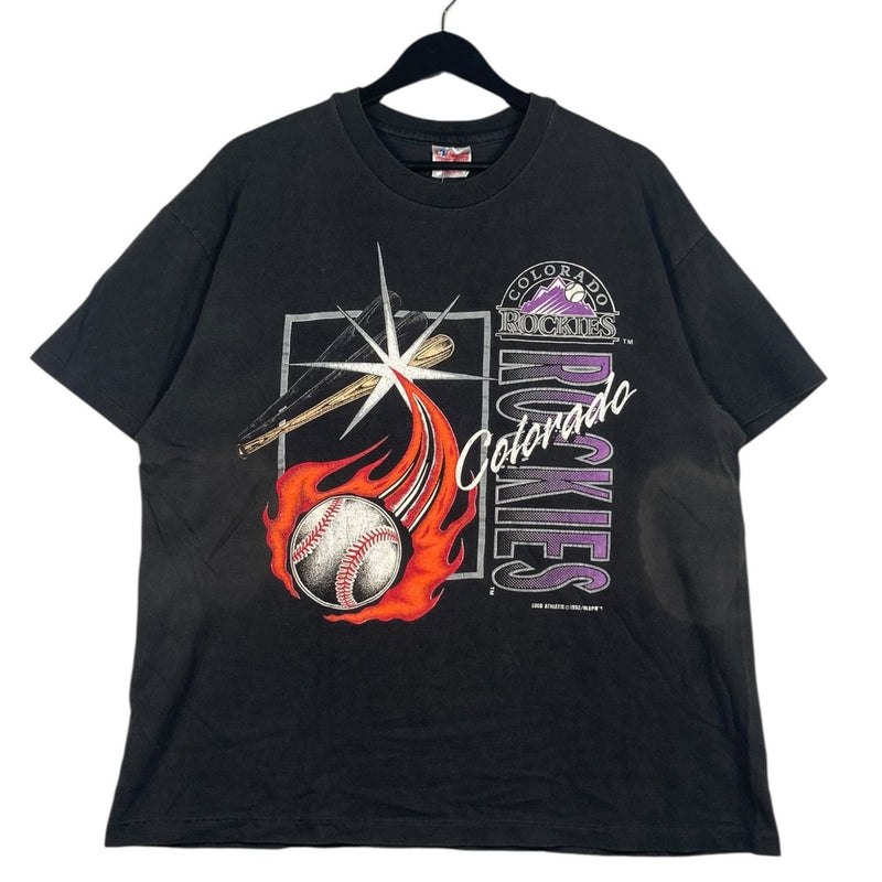 Vintage Colorado Rockies Flaming Ball MLB T-Shirt 90s