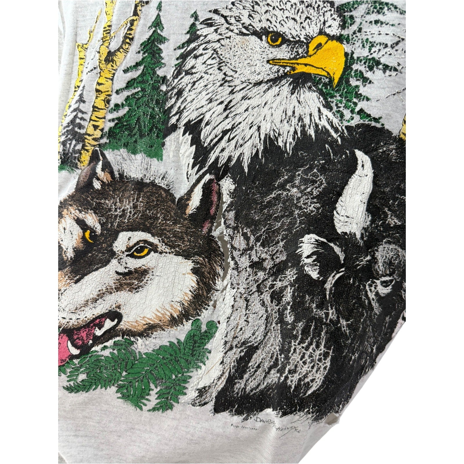 Vintage Bald Eagle Wolf Bear Graphic T-Shirt