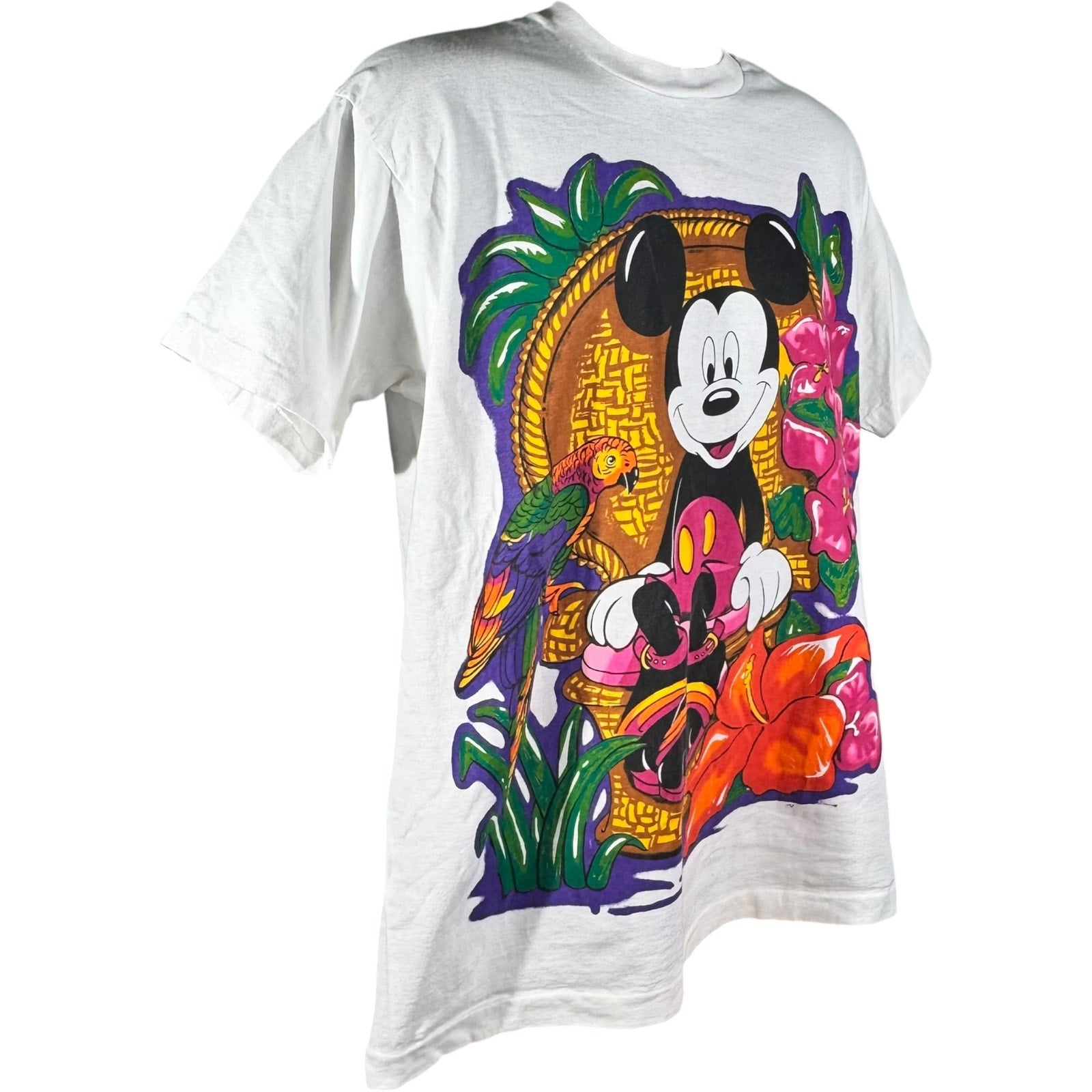 Vintage Disney Mickey Mouse Tropical Jumbo Print Tee 90s