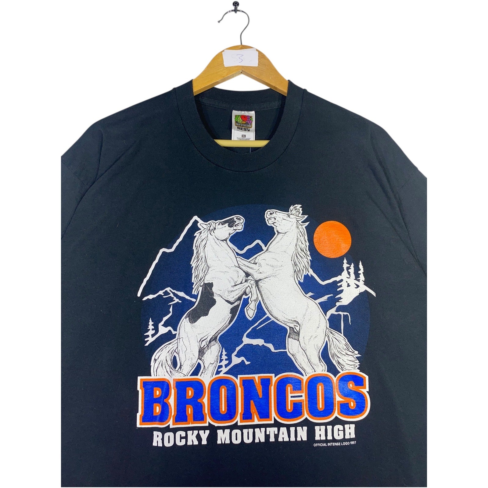 Vintage Broncos Rocky Mountain High Horses Graphic T-Shirt