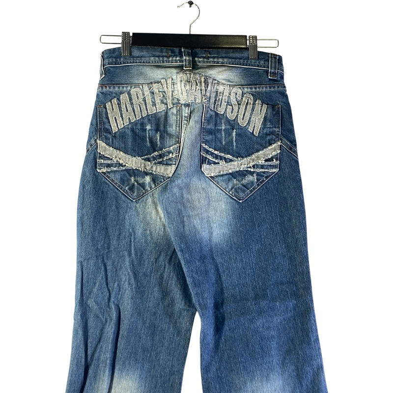 Vintage Harley Davidson Patchwork Flared Denim Jeans 29x28