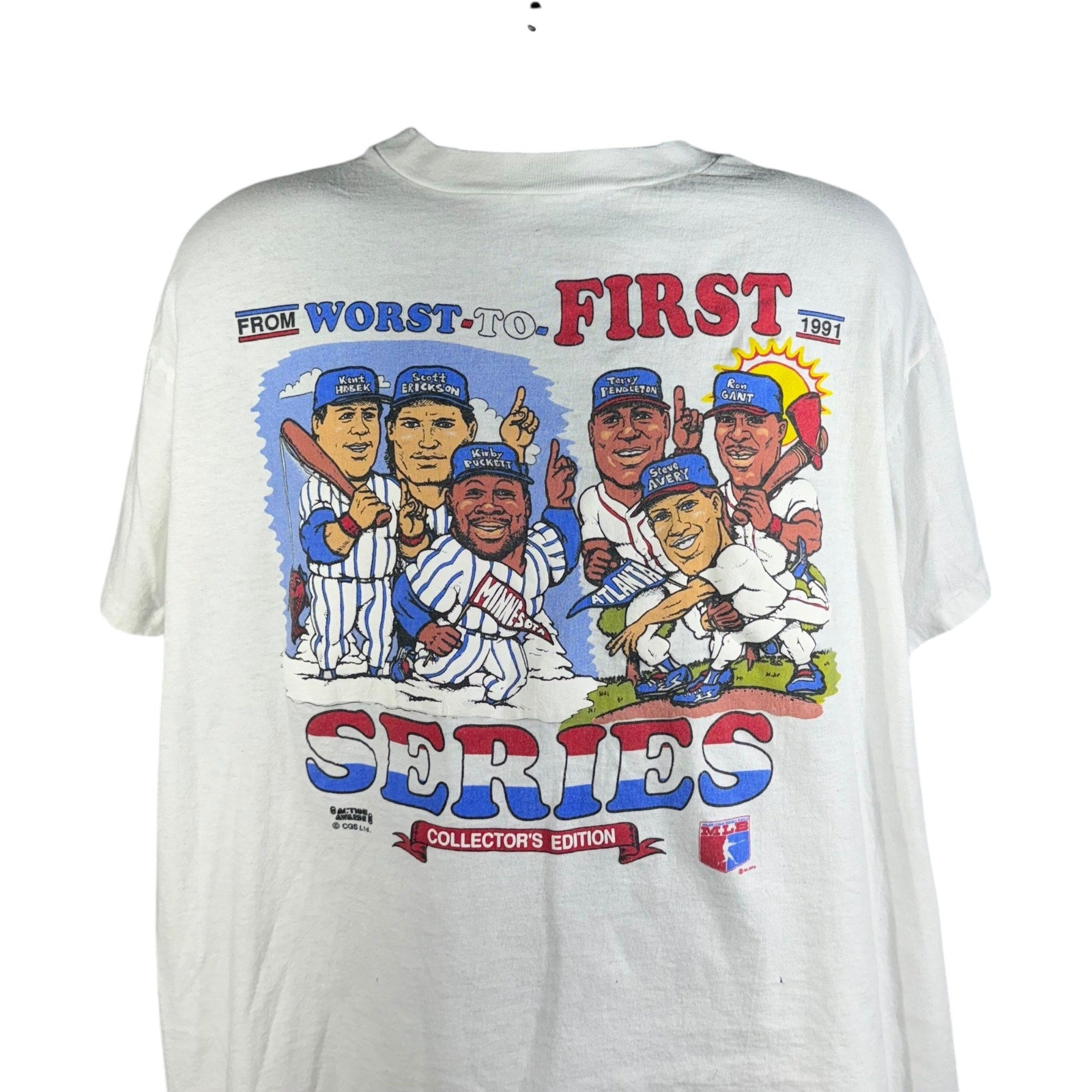 Vintage World Series Twins vs Braves Collectors Edition Caricature Tee 1991