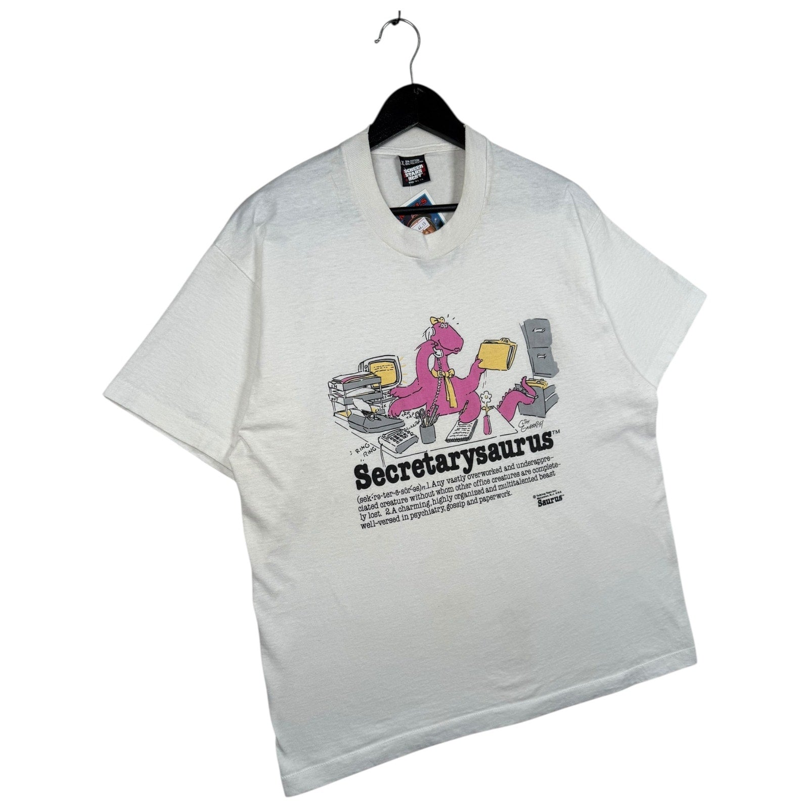 Vintage Secretarysaurus Funny Office Graphic T-Shirt