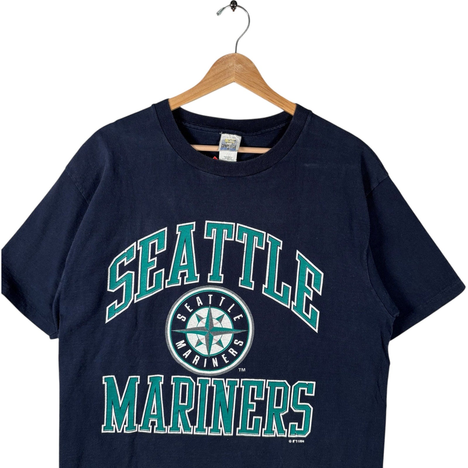 Vintage Seattle Mariners Spellout Logo MLB Tee 90s