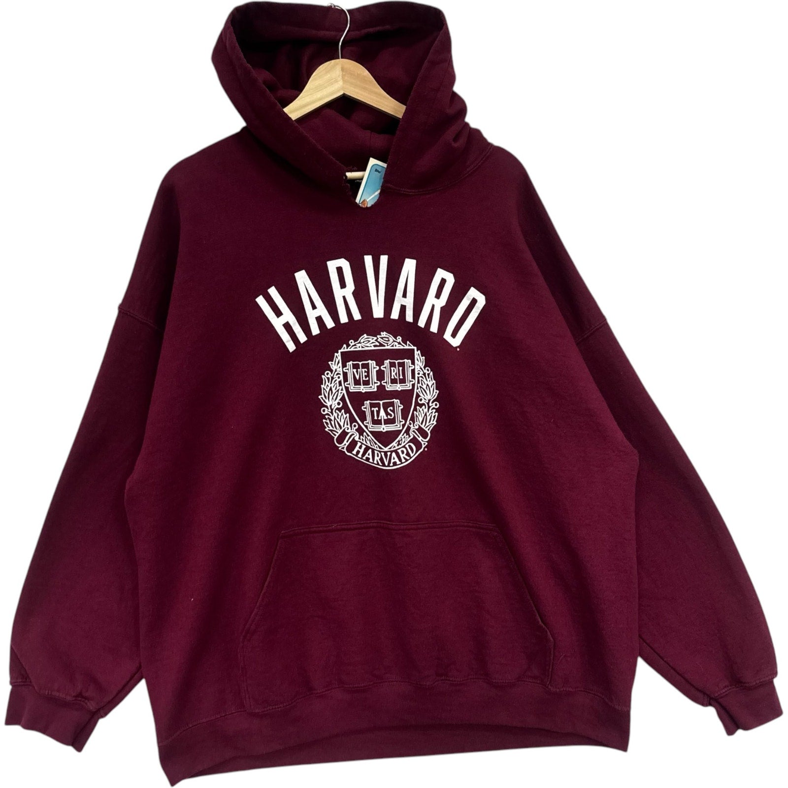 Vintage Harvard Crest Cut Neck Hoodie